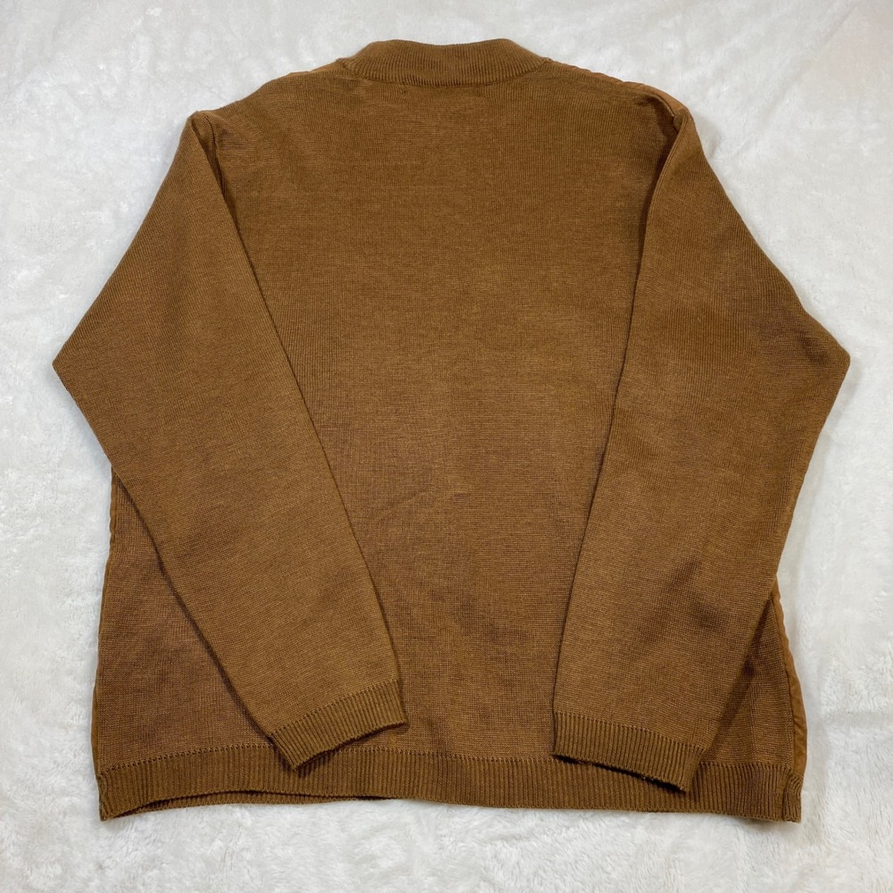 Pronti Mock Neck Sweater Faux Suede Accents Knit Pullover Brown Boho Mens XL - Picture 5 of 11